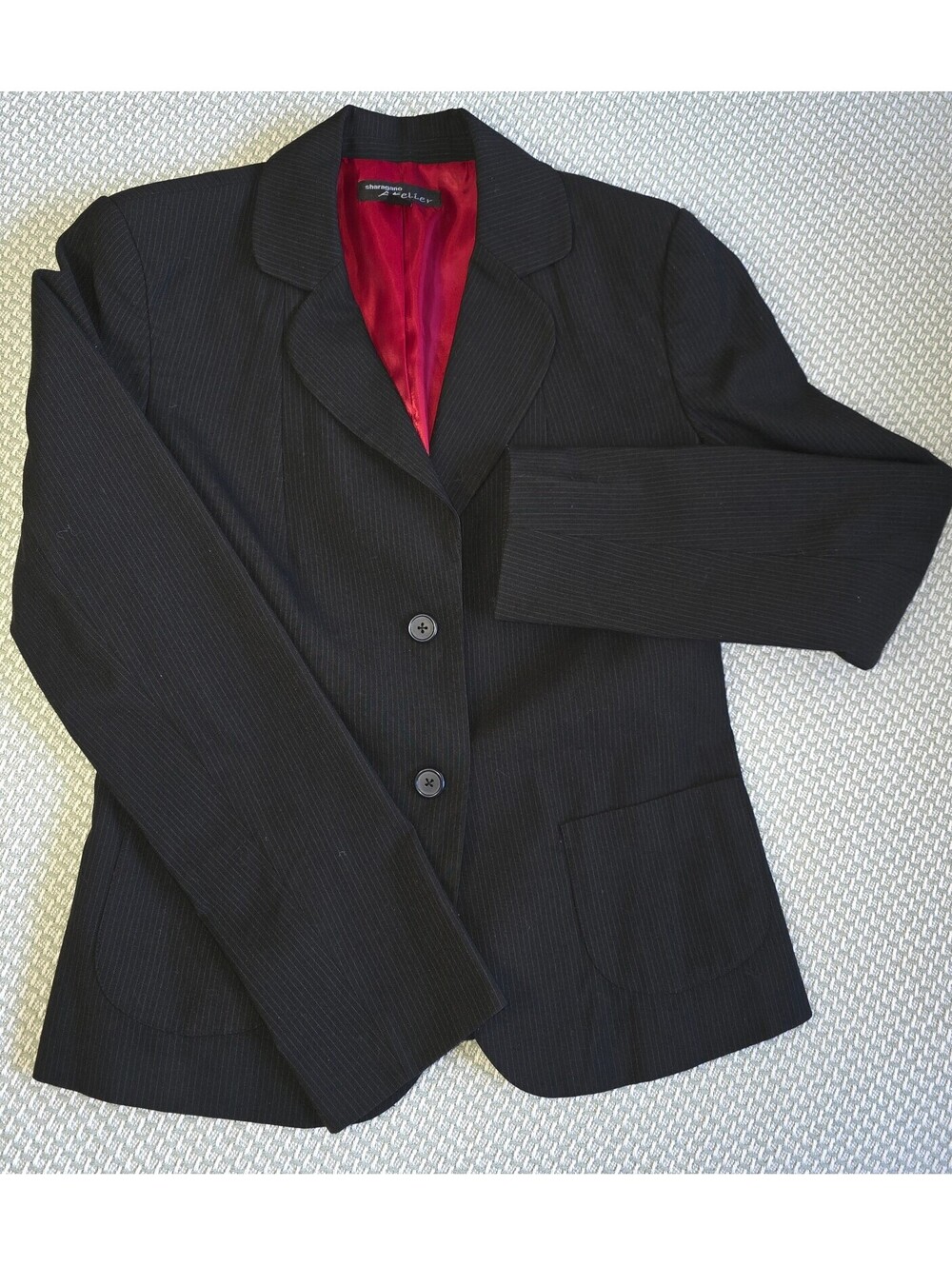 Black pinstriped sharagano Atelier Blazer jacket women's size 8